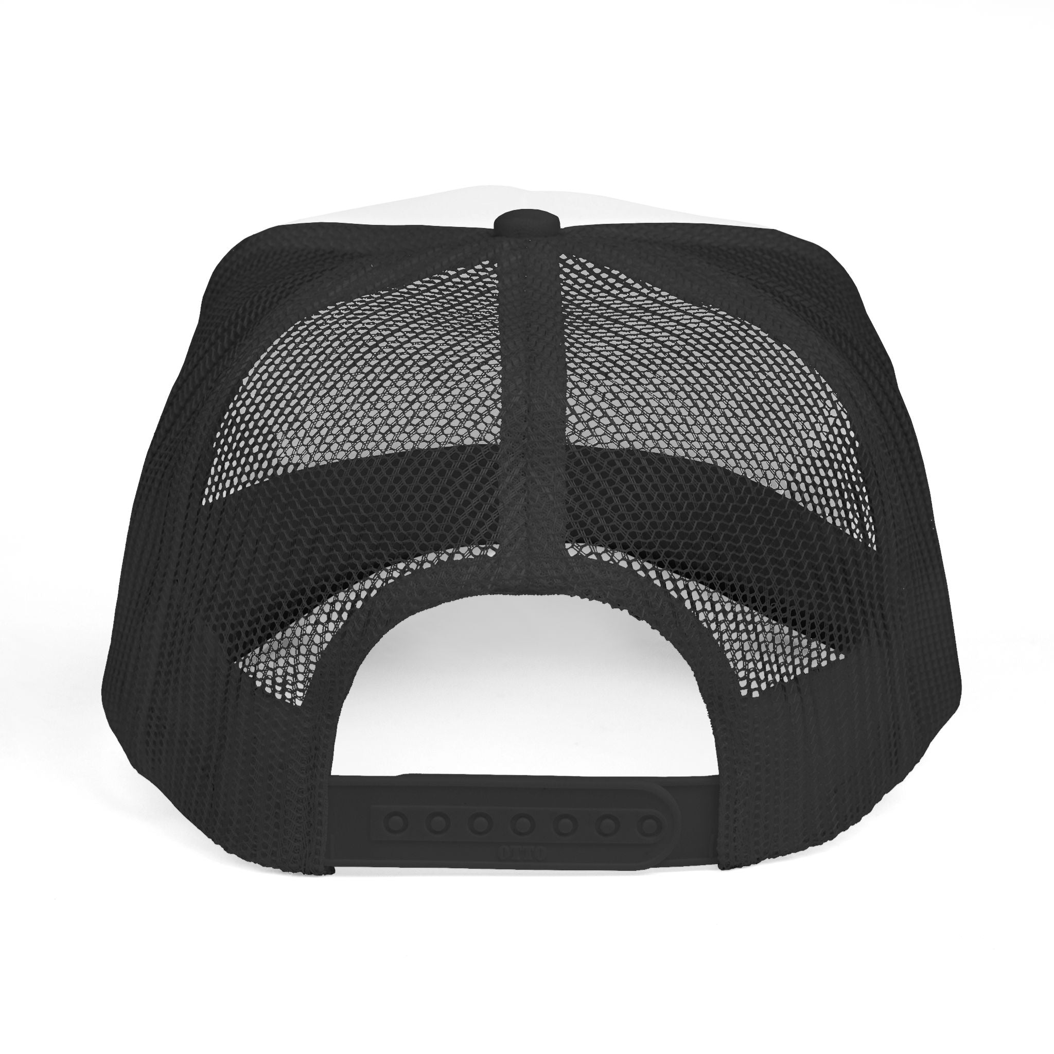 Black Royal Trucker Cap — Gold Crown Logo Mesh Hat