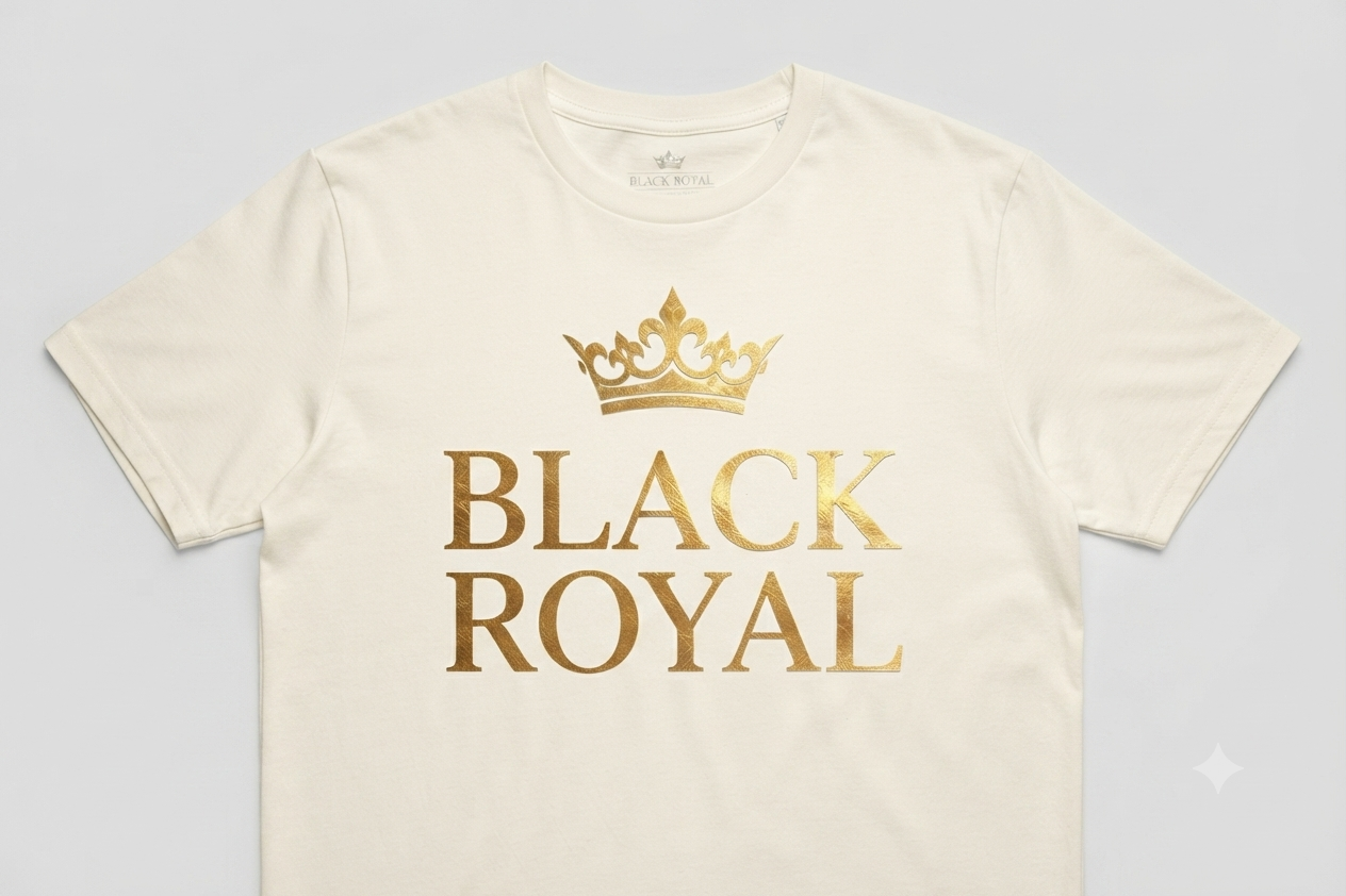 Black Royal Gold Crown T-Shirt — Men's Royalty Graphic Tee