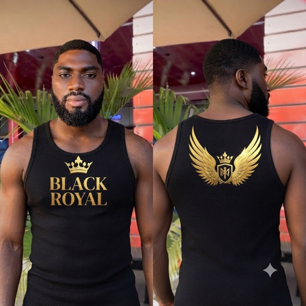 Black Royal Gold Crown Tank Top