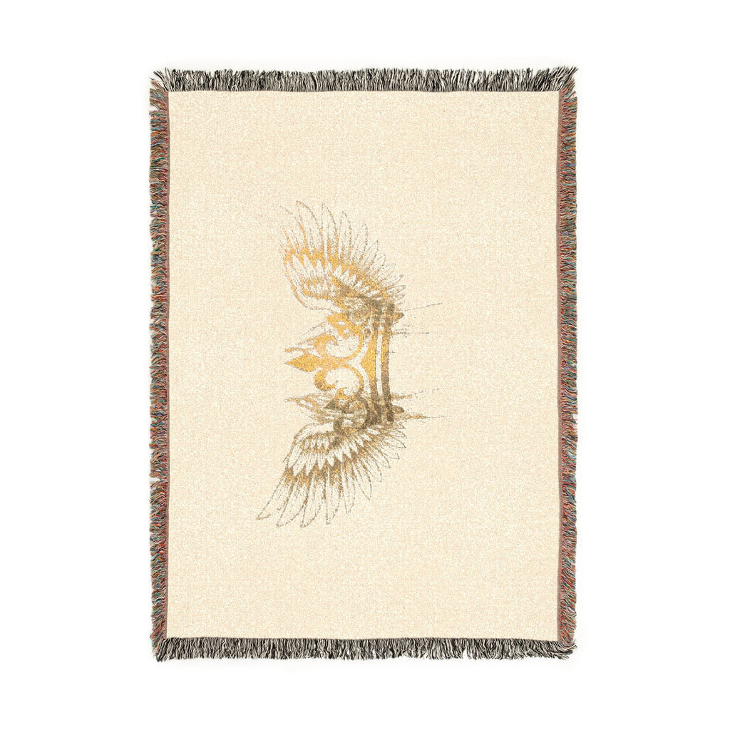 Winged Crown Woven Blanket – Decorative Throw with Angelic Wings Design