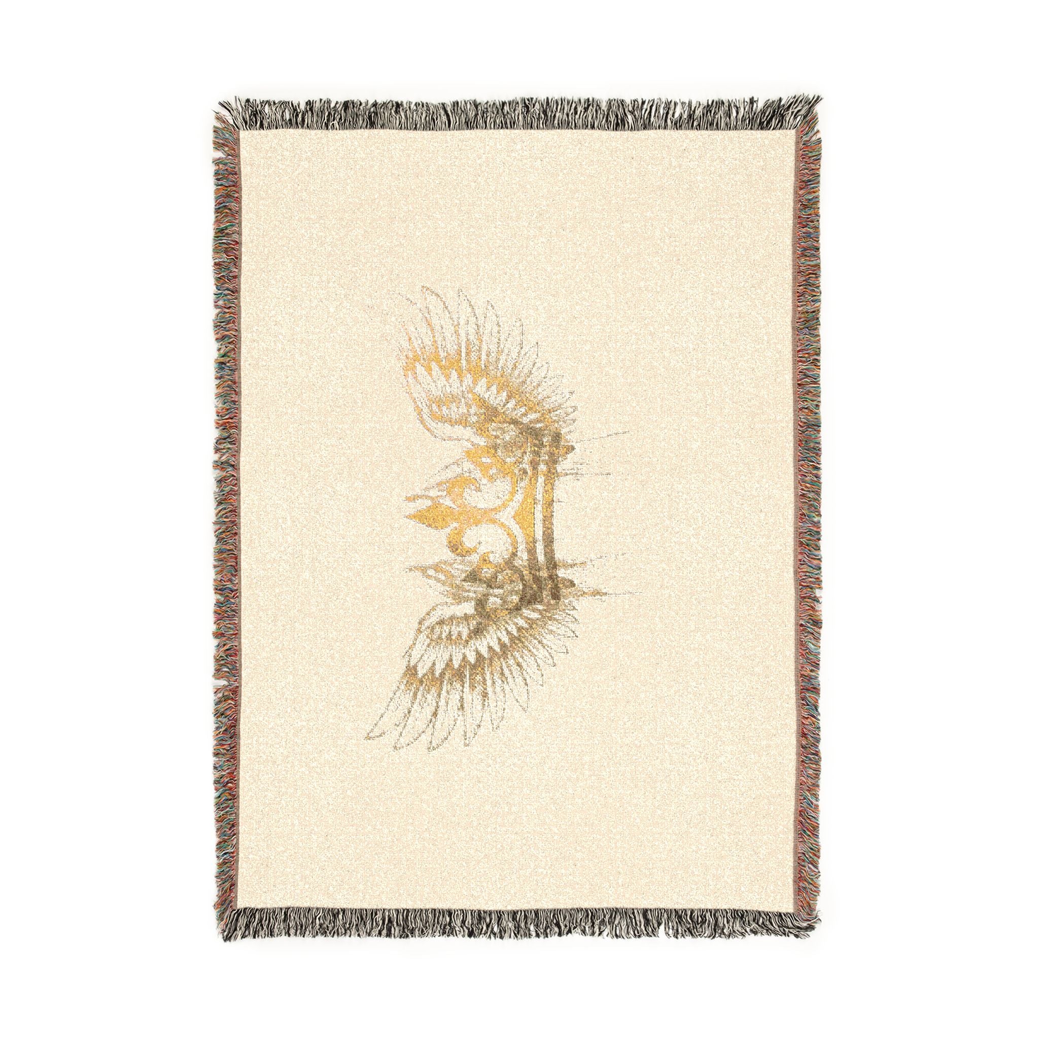 Winged Crown Woven Blanket – Decorative Throw with Angelic Wings Design