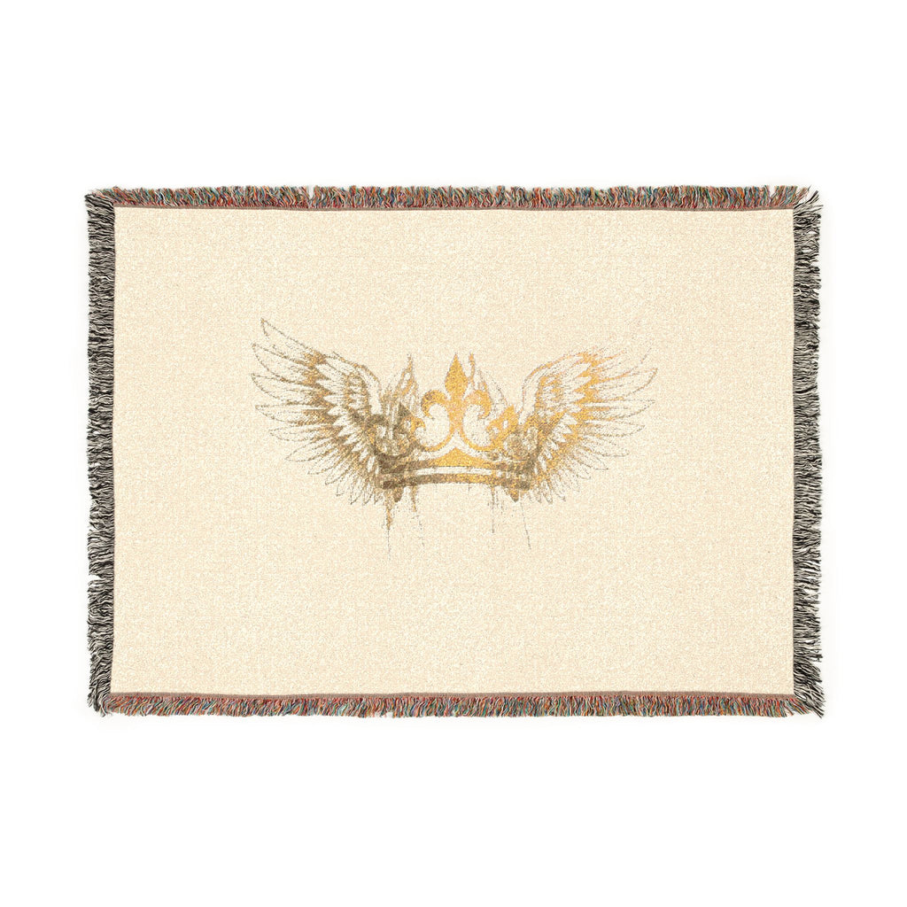 Winged Crown Woven Blanket – Decorative Throw with Angelic Wings Design