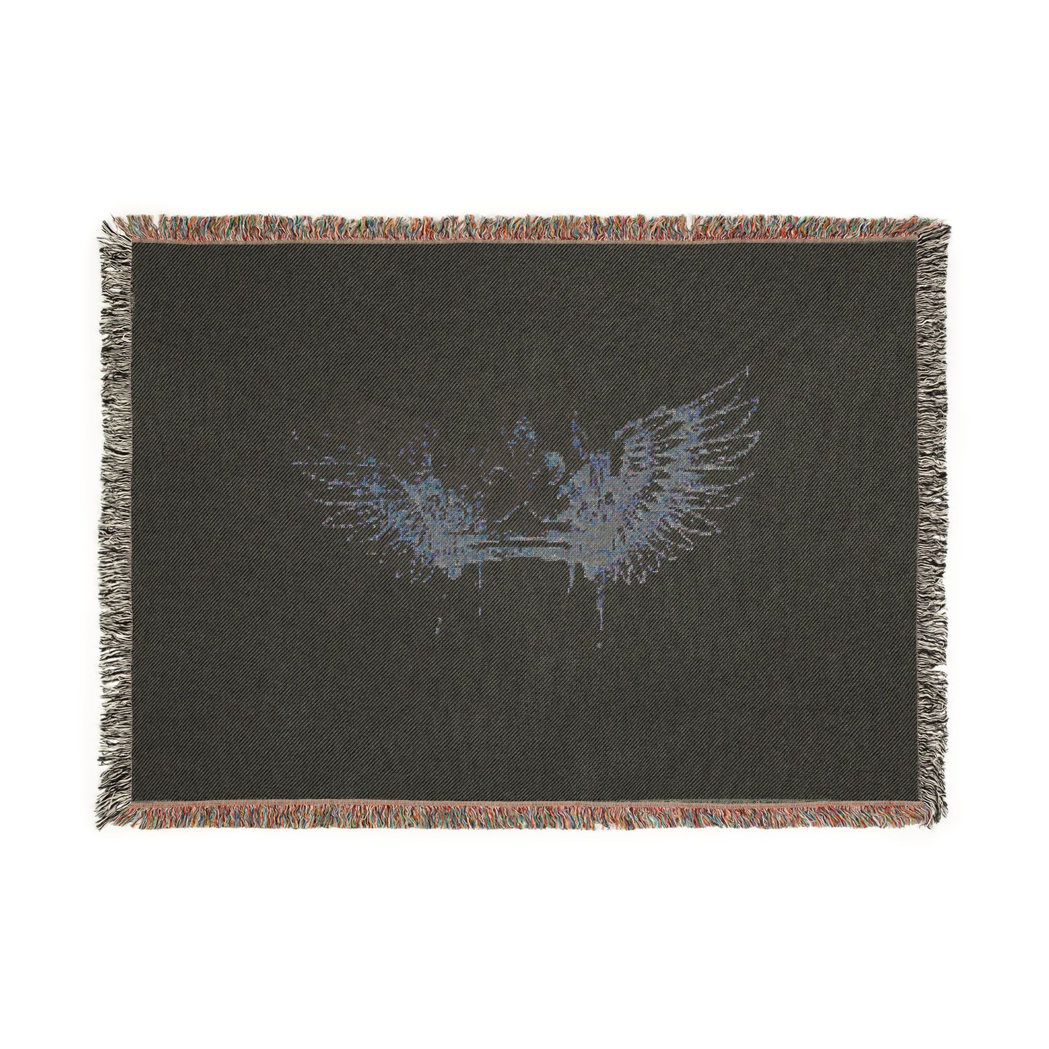 Winged Crown Woven Blanket – Decorative Throw with Angelic Wings Design