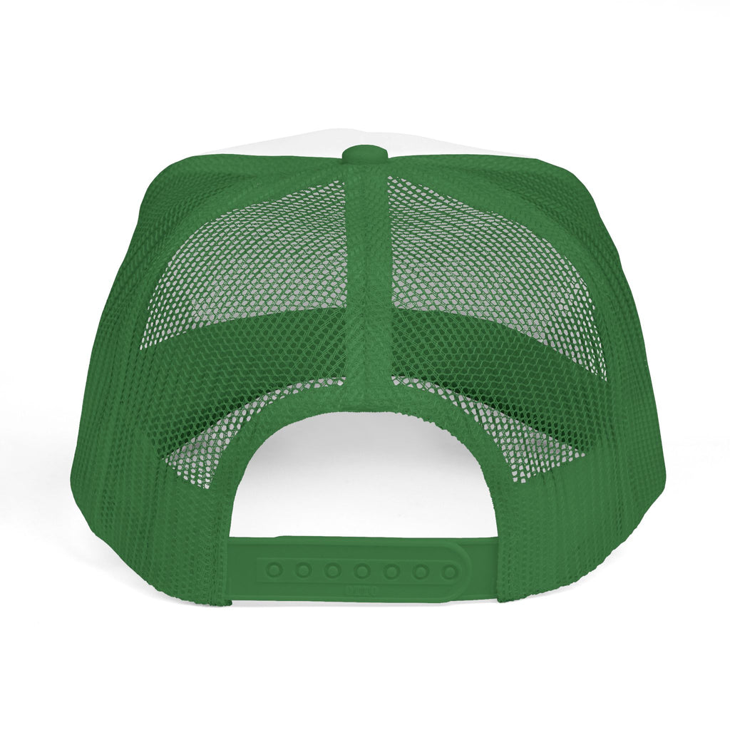 Black Royal Trucker Cap — Gold Crown Logo Mesh Hat