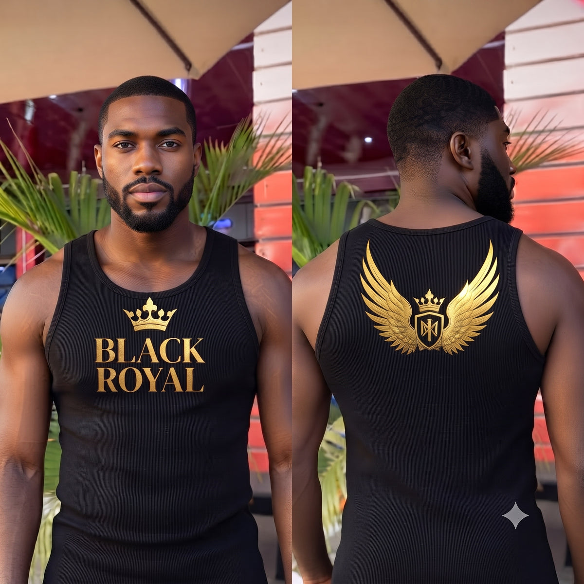 Black Royal Gold Crown Tank Top